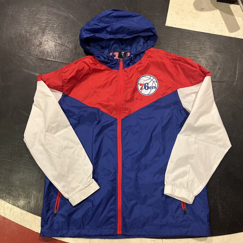 Vintage Philadelphia 76ers Windbreaker Jacket Size Large NBA PHILA RARE